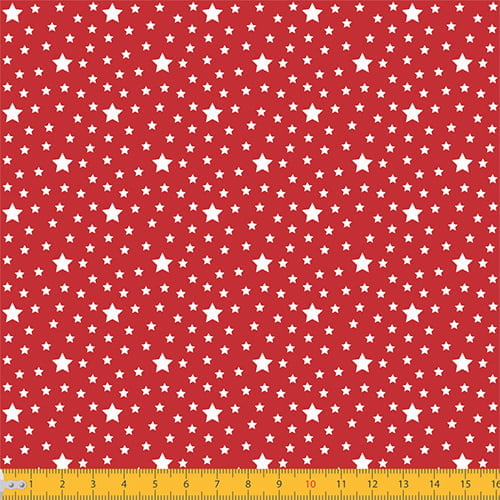 Tecido Tricoline Coleção Brilha Estrelinha - Vermelho - 100% Algodão - Largura: 1,50m