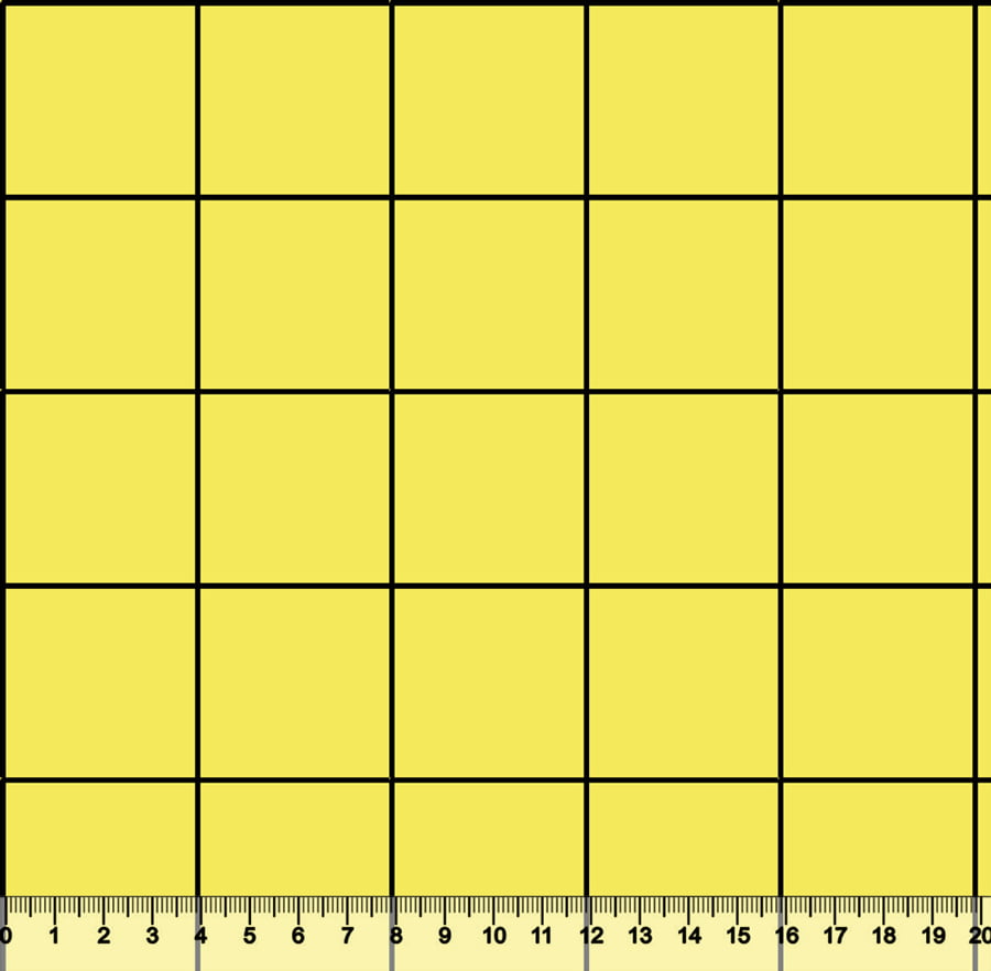 Tecido Tricoline Coleção Composê Ideal Amarelo - Grid Square - Listra Preta - 100% Algodão - Largura 1,50m
