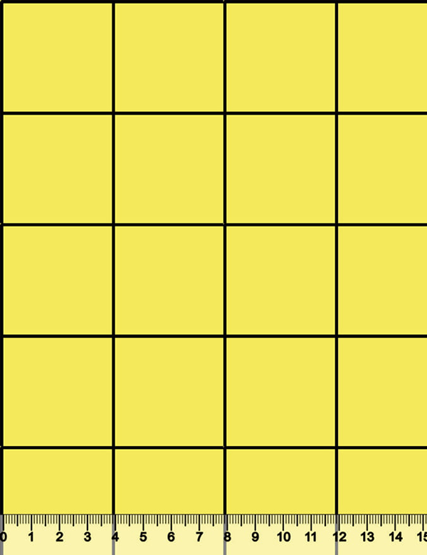 Tecido Tricoline Coleção Composê Ideal Amarelo - Grid Square - Listra Preta - 100% Algodão - Largura 1,50m