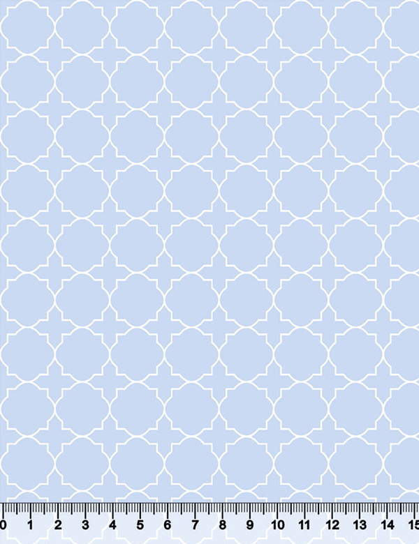 Tecido Tricoline Coleção Composê Ideal Azul Claro - Mural - 100% Algodão - Largura 1,50m