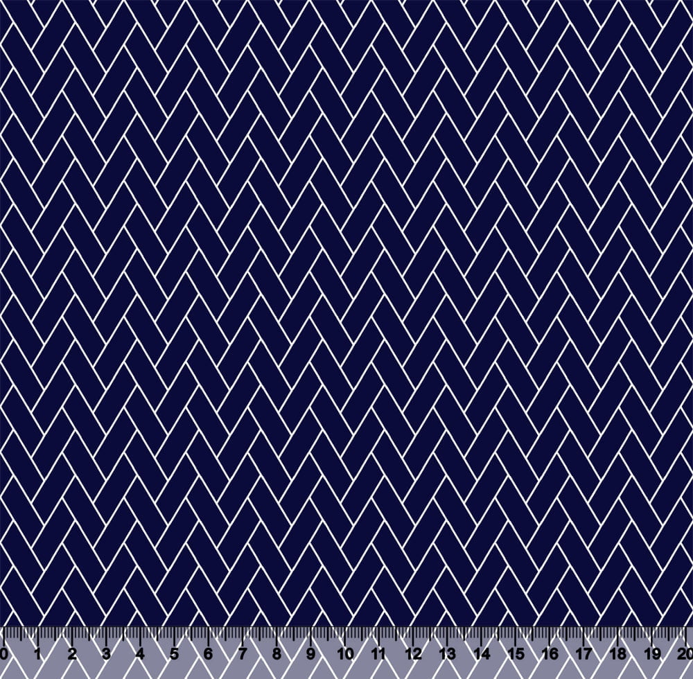 Tecido Tricoline Coleção Composê Ideal Azul Marinho - Tijolinhos - 100% Algodão - Largura 1,50m    