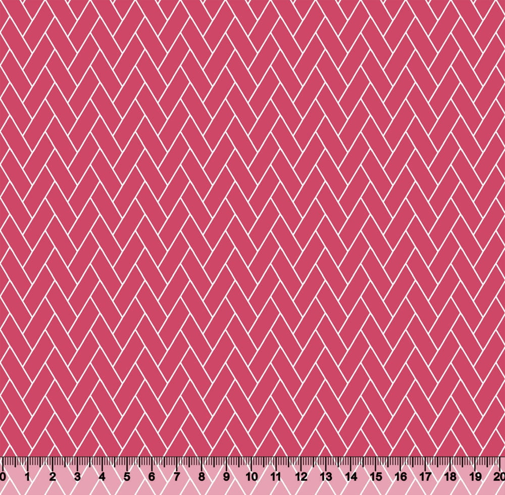 Tecido Tricoline Coleção Composê Ideal Rosa Pink - Tijolinhos - 100% Algodão - Largura 1,50m