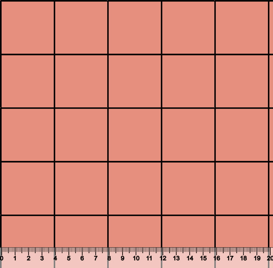 Tecido Tricoline Coleção Composê Ideal Terracota - Grid Square - Listra Preta - 100% Algodão - Largura 1,50m