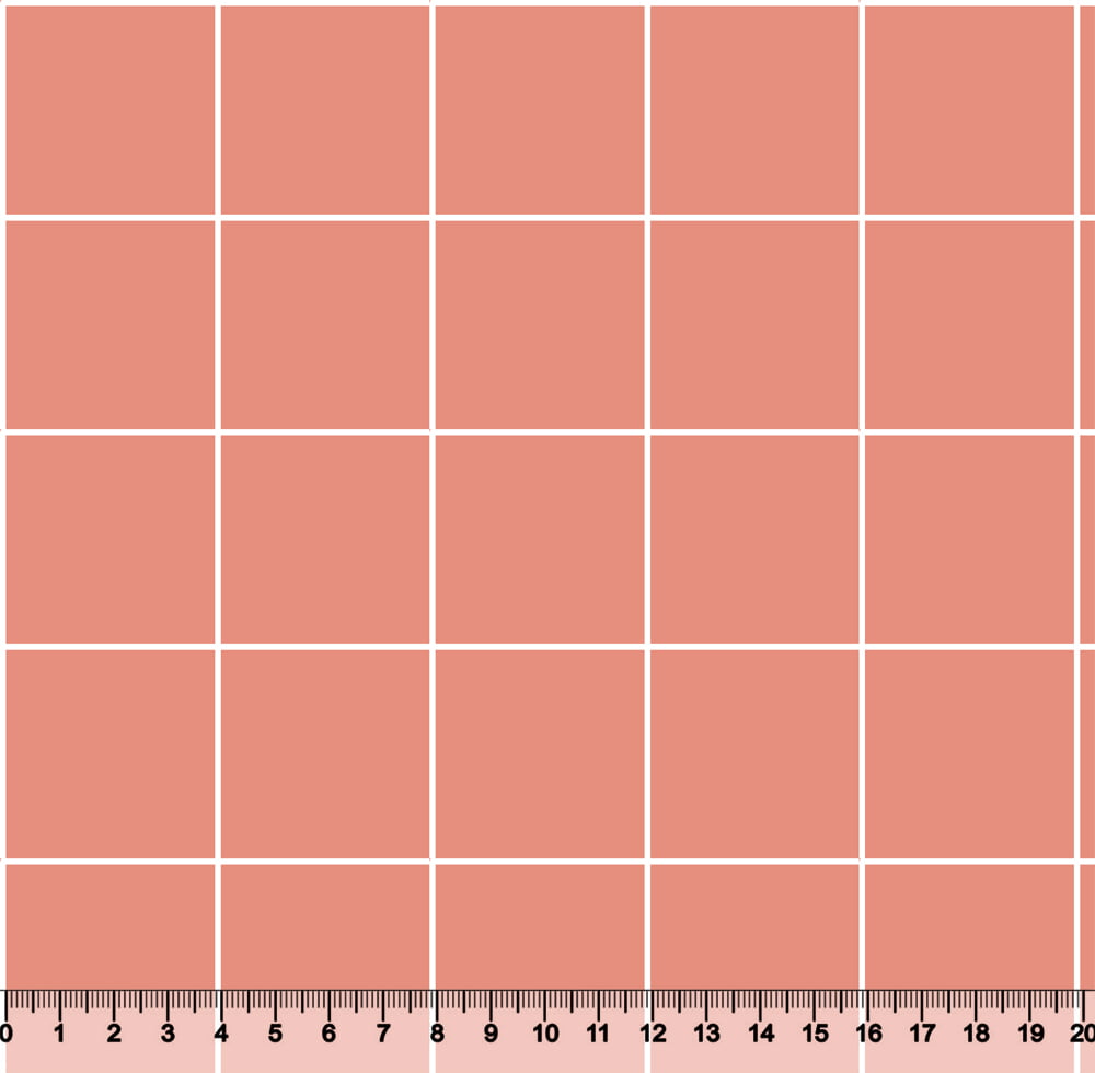 Tecido Tricoline Coleção Composê Ideal Terracota - Grid Square - Listra Branca - 100% Algodão - Largura 1,50m