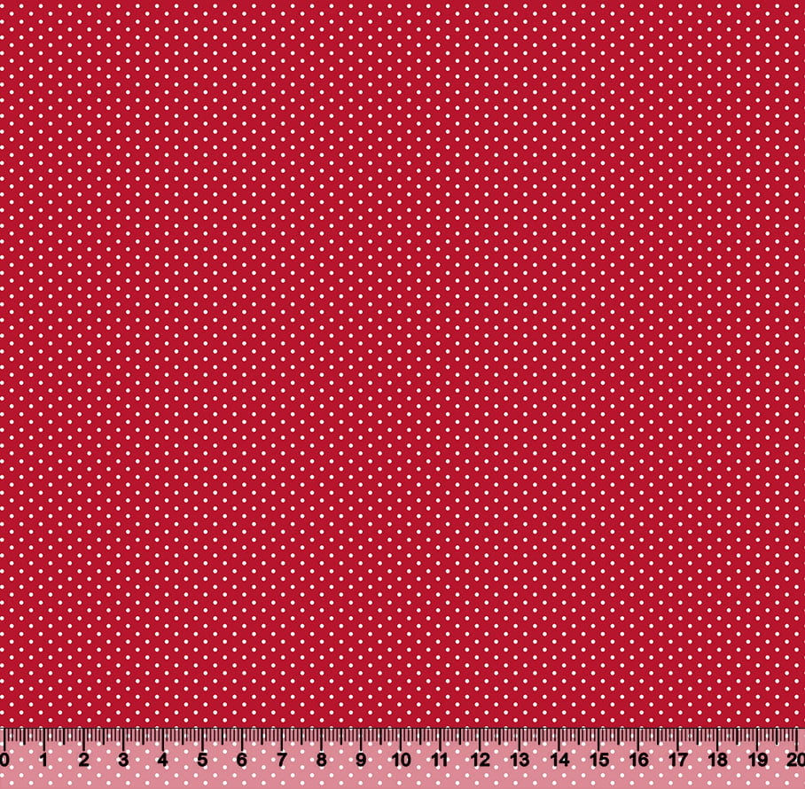 Tecido Tricoline Coleção Composê Ideal Vermelho - Poazinho P - 100% Algodão - Largura 1,50m  