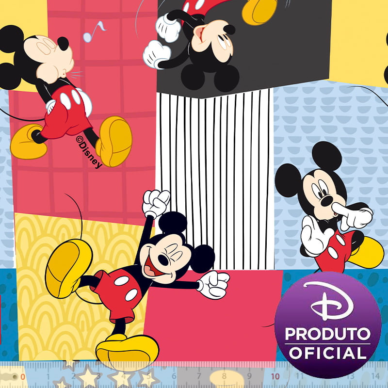 Tecido Tricoline Coleção Disney - Mickey Mouse - 100% Algodão - Largura 1,50m