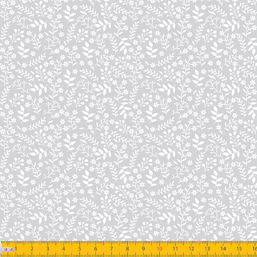 Tecido Tricoline Coleção Florescer - Cinza - 100% Algodão - Largura: 1,50m