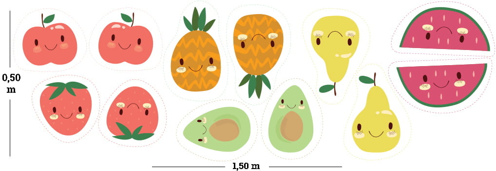 Tecido Tricoline Digital Molde Naninhas - Frutinhas Colorias - 100% Algodão - 0,50m x 1,50m