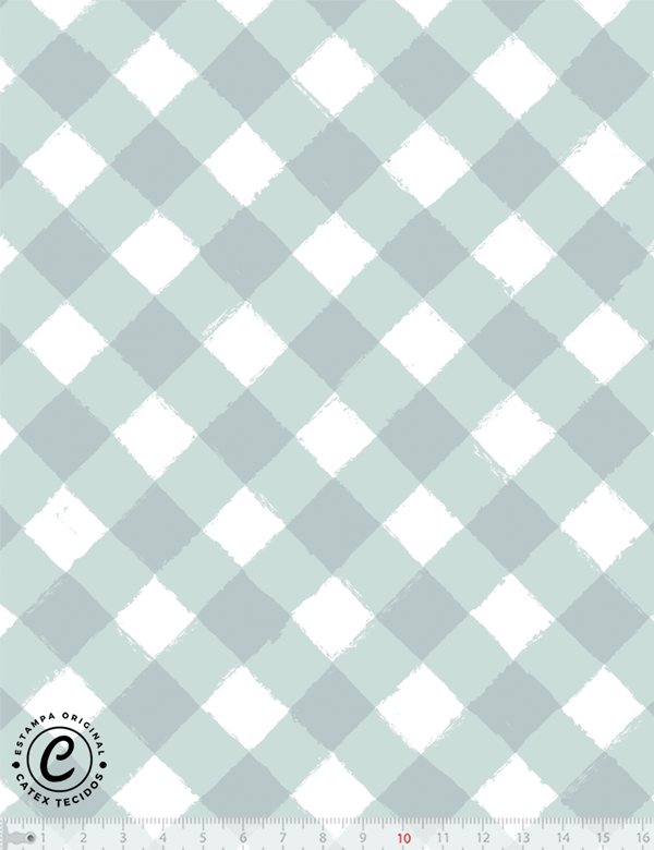 Tecido Tricoline Especial Coleção Mimomelo por Vanessa Guimarães - Xadrez G - Azul - 100% Algodão - Largura 1,50m