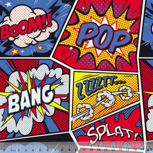Tecido Tricoline Especial Quadrinhos HQ Bang Pop - 100% Algodão - Largura 1,50m