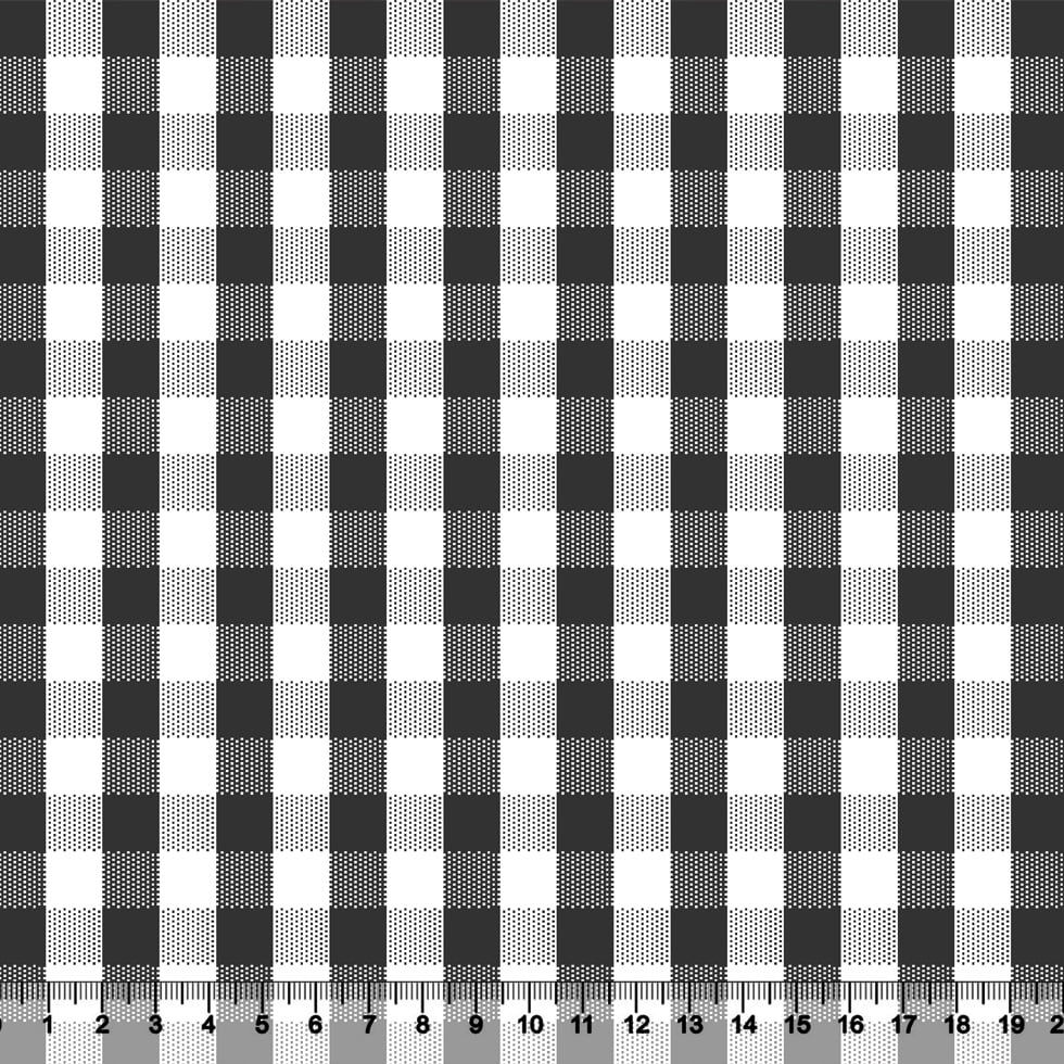 Tecido Estampado para Patchwork - Grid : Xadrez Preto com Fundo Branco  (0,50x1,40) - Bazar Horizonte