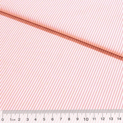 Tecido Tricoline Fio-Tinto Listras P - Rosa Claro - 100% Algodão - Largura 1,50m