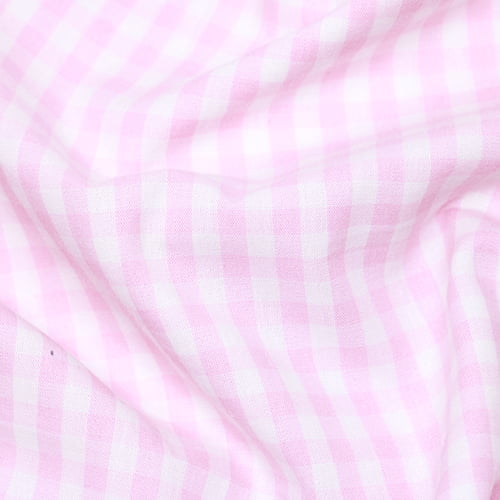 Tecido de Algodão Fio Tinto (Meio Metro) - Xadrez 20 mm Rosa e Branco