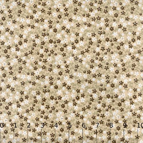 Tecido Tricoline Floral Brown - Marrom - 100% Algodão - Largura 1,50m