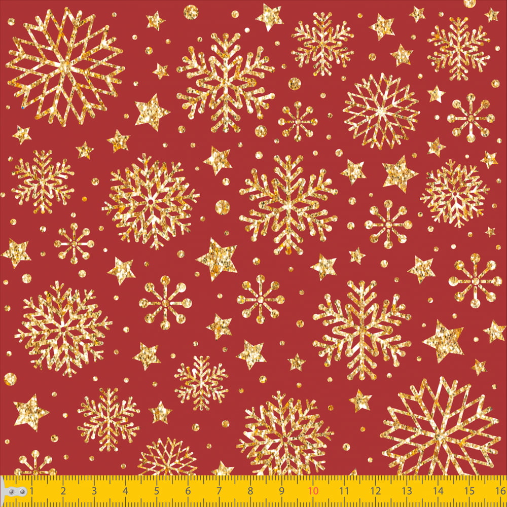 Tecido Tricoline Natal - Estrelado - Vermelho - 100% Algodão - Largura: 1,50m