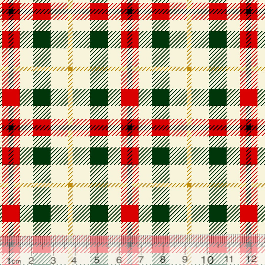 Tecido Tricoline Natal - Xadrez Classe Natalino