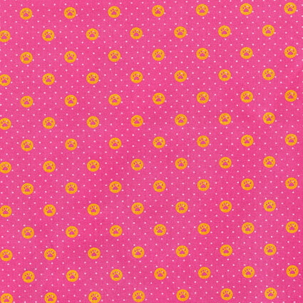 Tecido Tricoline Pet Patinhas - Rosa Pink - 100% Algodão - Largura 1,50m