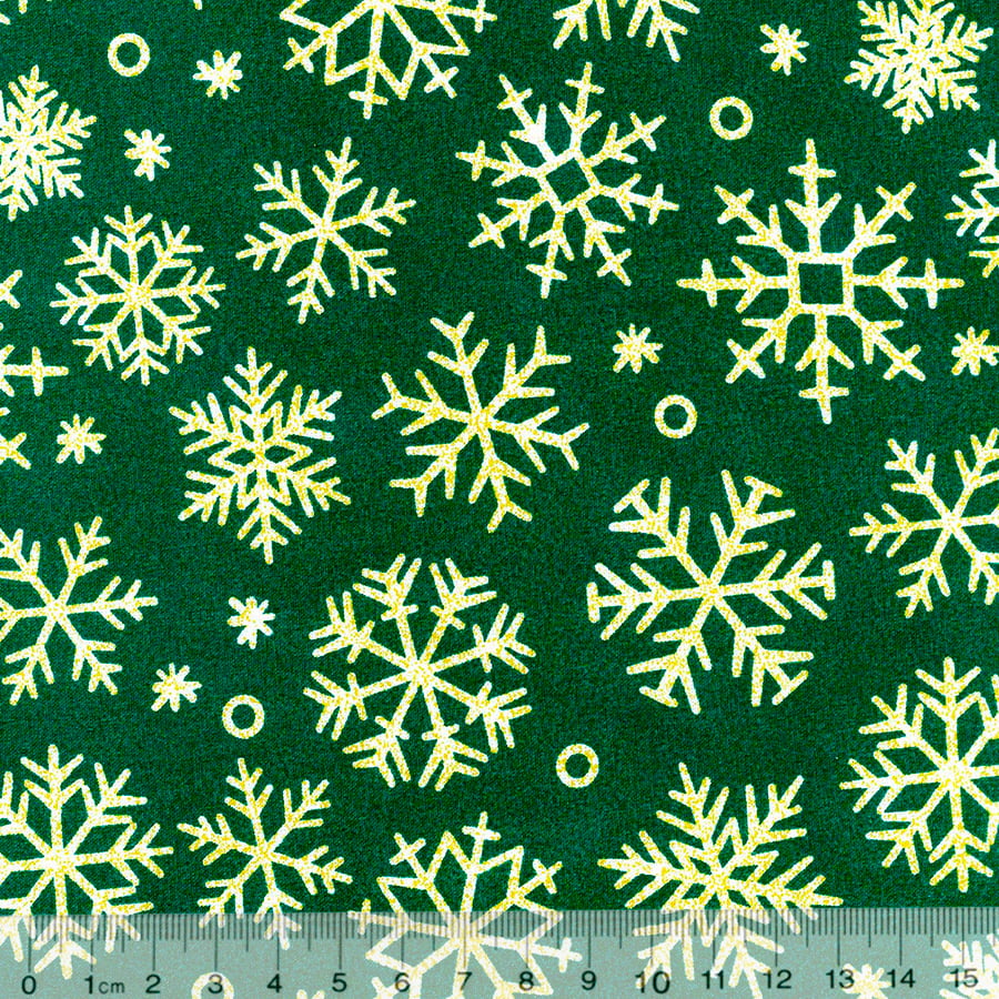 Tecido Tricoline SG Natal Snow - Verde - 100% Algodão - Largura 1,50m