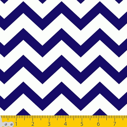 Tecido Tricoline Chevron Stripes - Azul Marinho - 100% Algodão - Largura 1,50m