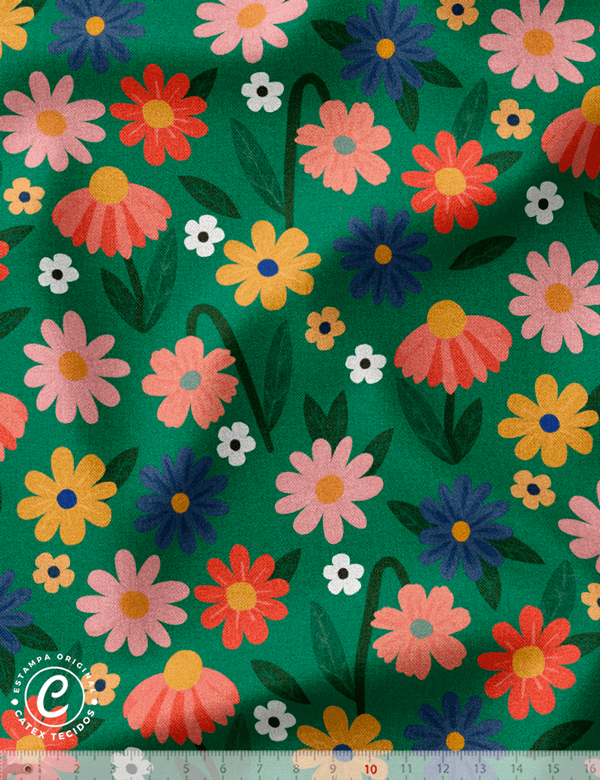 Tecido Viscose Especial Linha Colorful Catex - Flores e Cores - 100% Viscose - Largura 1,50m