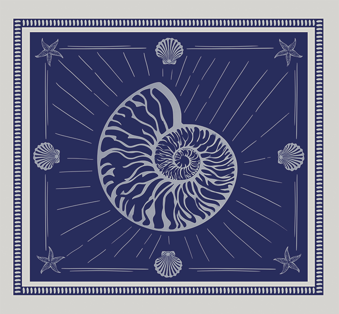 Tecido Viscose para Canga - Concha Azul - 100% Viscose - 1,30m x 1,40m