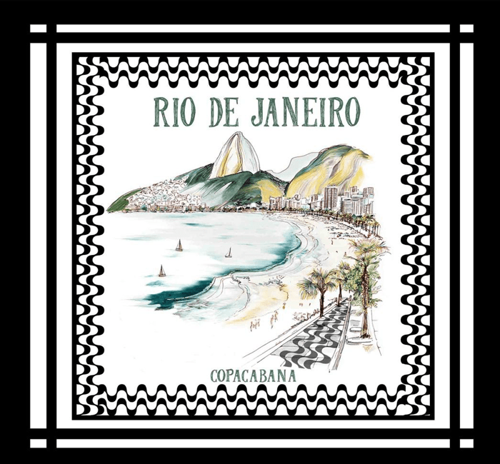 Tecido Viscose para Canga - Rio Ilustrado - 100% Viscose - 1,30m x 1,40m