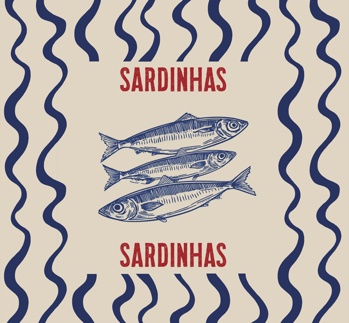 Tecido Viscose para Canga - Sardinhas Onda - 100% Viscose - 1,30m x 1,40m