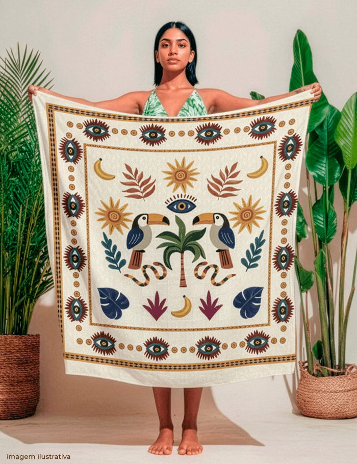 Tecido Viscose para Canga - Tropical Místico - 100% Viscose - 1,30m x 1,40m